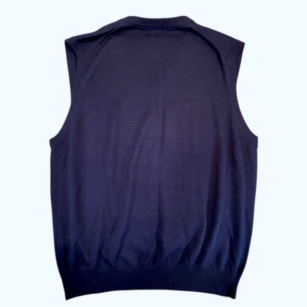 Peter Millar Mens XL Navy Blue Extrafine Merino Wool V-Neck Sweater Vest MC00S32 - Picture 2 of 8